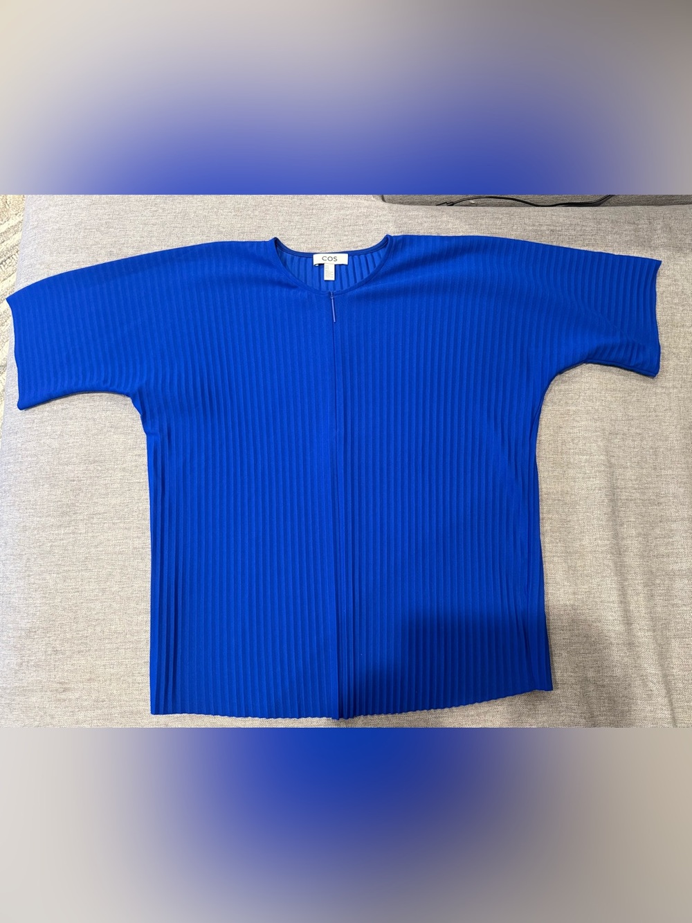 COS Electric Blue Pleated short sleeve Top women’s size M